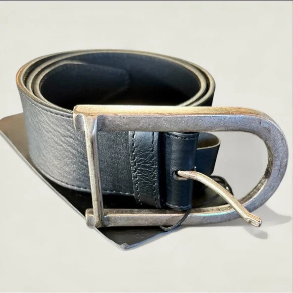THE KOOPLES French Luxury Leather Belt with Vintage looking Silver Buckle - Picture 1 of 6